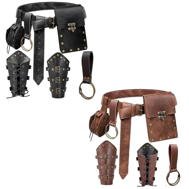 39BD Steampunk-Gürtel-Handytasche-Set, 5-teilig, multifunktionales Vintage-Zubehör – Detail 1