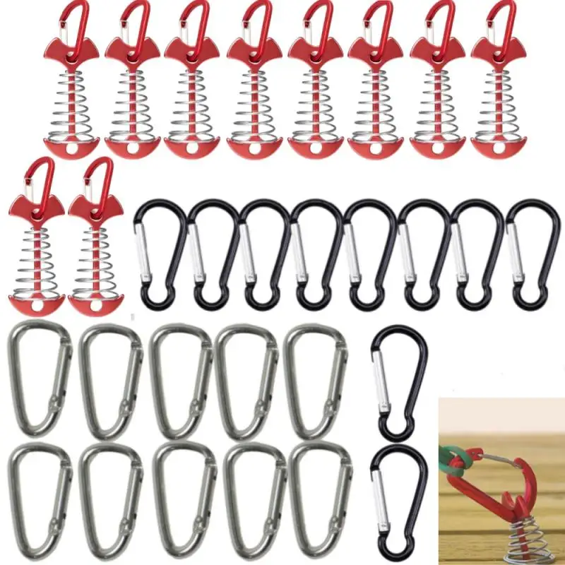 30Pcs Camping Azit Camping Ago Long-type Squid Deck Pack 10PCS Caraviner 20PCS Carabiner Set 롱타입 피쉬 데크팩 10종 세트