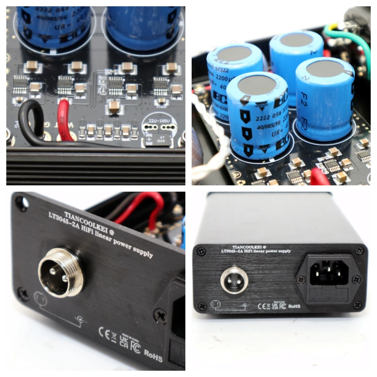 TIANCOOLKEI 30W (O transformer) - LT3045 4 IC parallel output 2A current ultra-low ripple HiFi DAC linear power supply DC 5V 12V