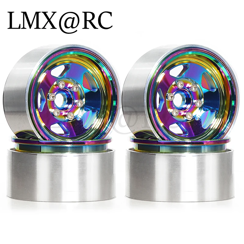 4pcs Rainbow 1.9/2.2 Beadlock Wheel Rim Colorful Aluminum Wheels for 1/10 RC Crawler SCX10 TRX4 TRX6 Gen8