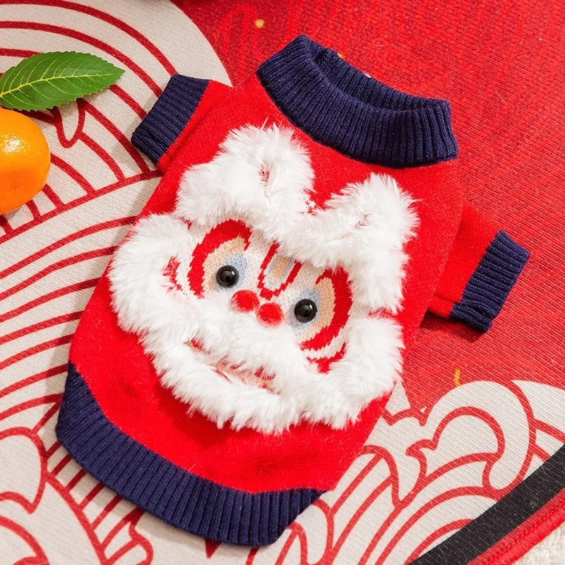 Chinese New Year festive dog clothes autumn and winter chennai small dog jumper teddy bichon clothes pet pullover