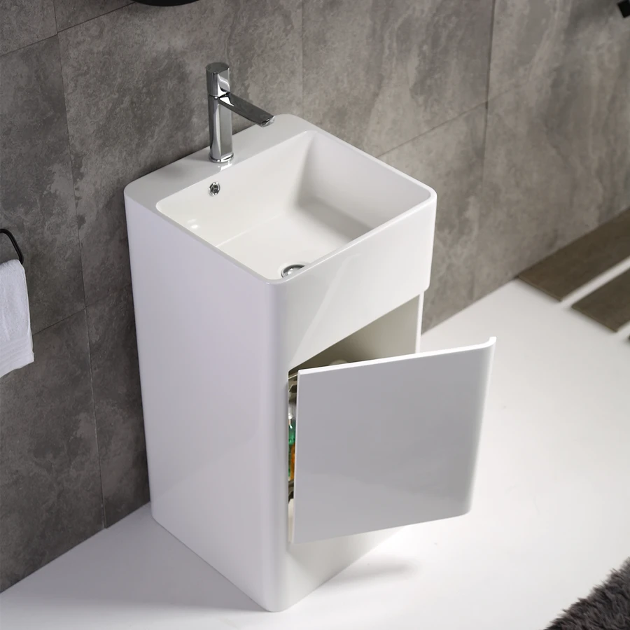 Column basin integrated wash basin artificial stone bathroom cabinet custom small apartment