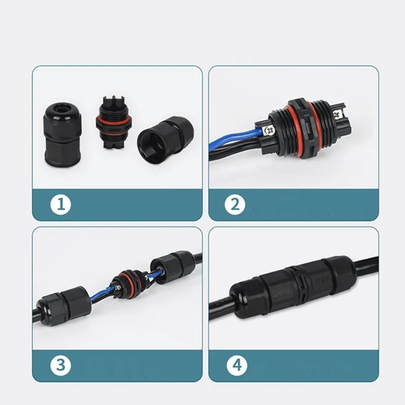 Waterproof Connector Electrical Cable Quick Connector Installation 2/3/4/5 Pin Cable Wire LED Light Outdoor Wire Connector IP68