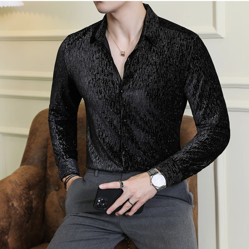 2023 Spring New Quality Long Sleeve Shirts for Men Clothing Slim Fit Print Casual Blouse Homme Comfortable Brand Clothing 4XL-M