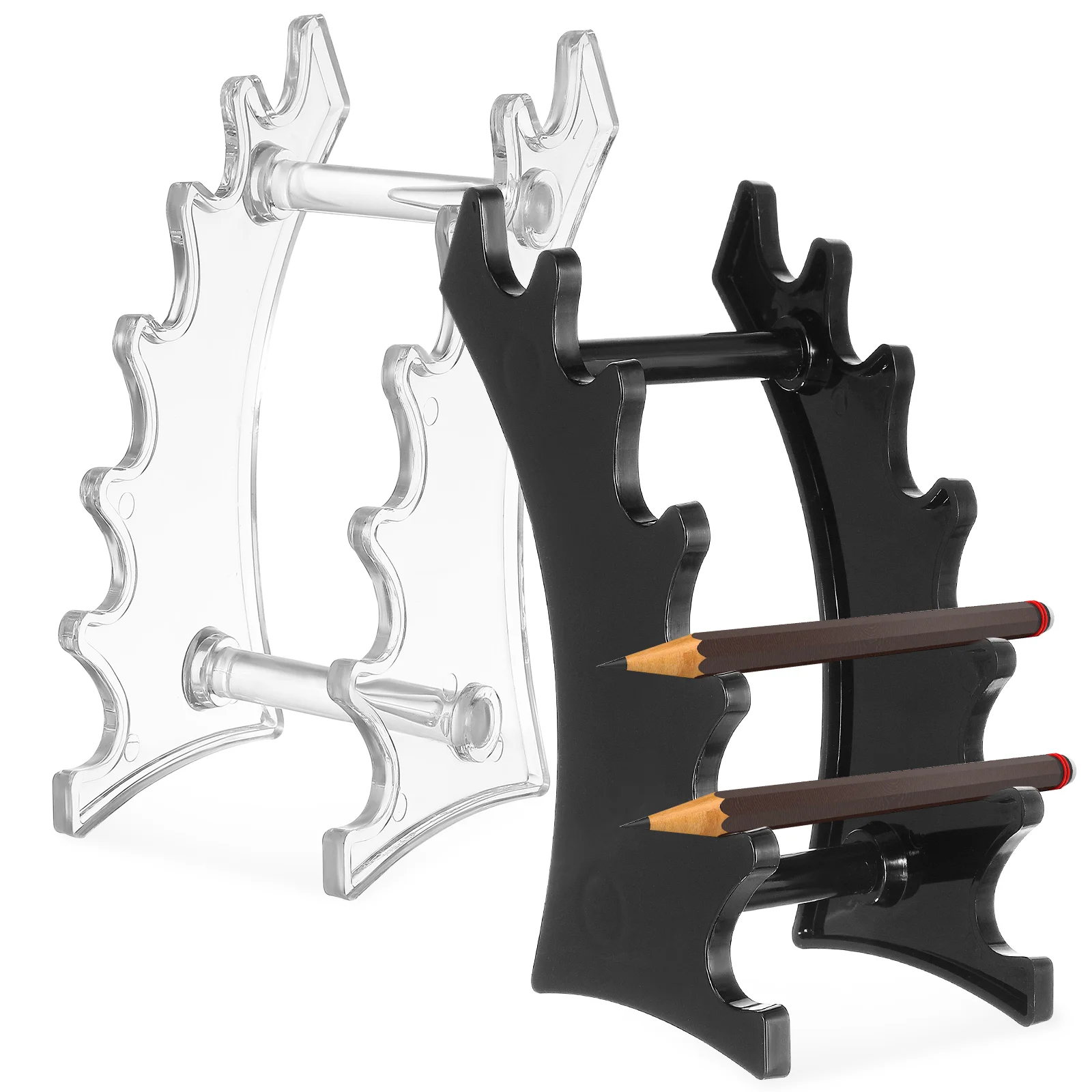 2 Pcs Plastic Ballpoint Pen Holder Stationery Stand For Office Desk Sector Rack Display Vendors