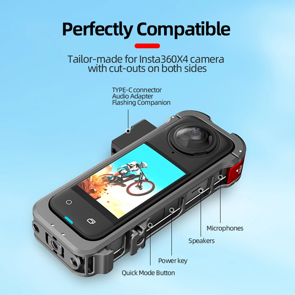 

For Insta360 X4 Metal Bezel Support for Horizontal Shooting with Lens Cap - Camera Accessories