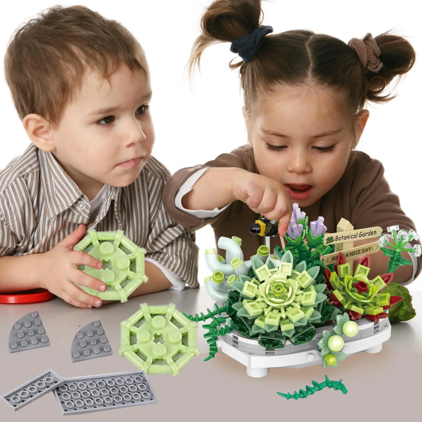 389Pcs Succulent Bonsai Botanical Building Blocks Toys Collection Sets Plants and Flowers DIY Home Decoration Gift for Women Kid