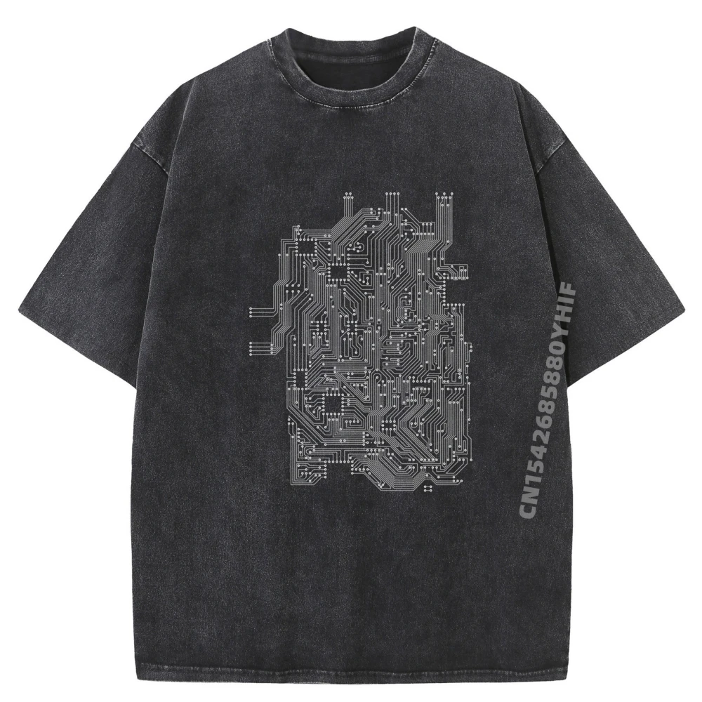 

Computer Circuit Board Computer Geek Black T Shirt New In Tops & Tees Luxury Clothing Funny Graphic Washed Shirt