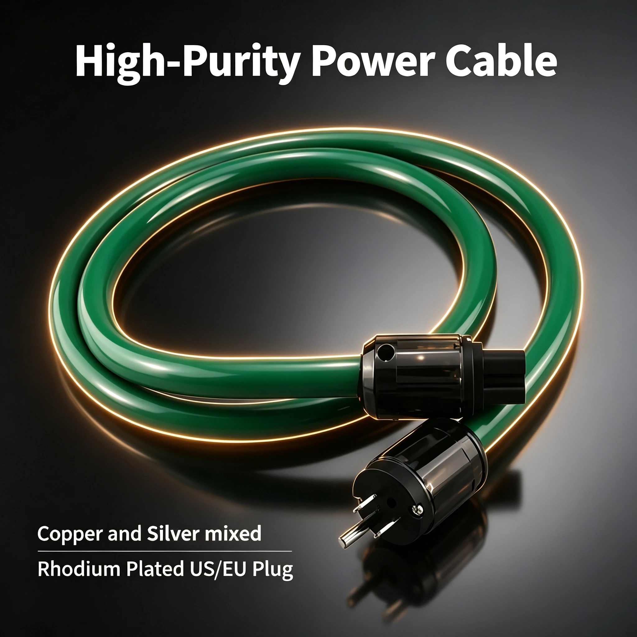 5N Silver Plated Copper HIFI EU Schuko Power Cable Audiophile US AC Mains Audio Power Cord for DAC Amplifier CD Player