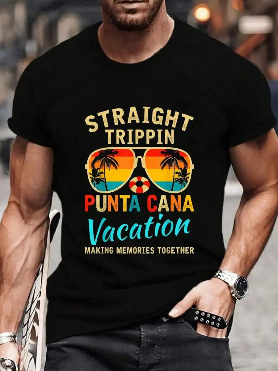 Camiseta Gráfica 100% Algodón para Hombre y Mujer, Diseño Trippin Punta Cana 2025, Vacaciones de Verano en la Playa