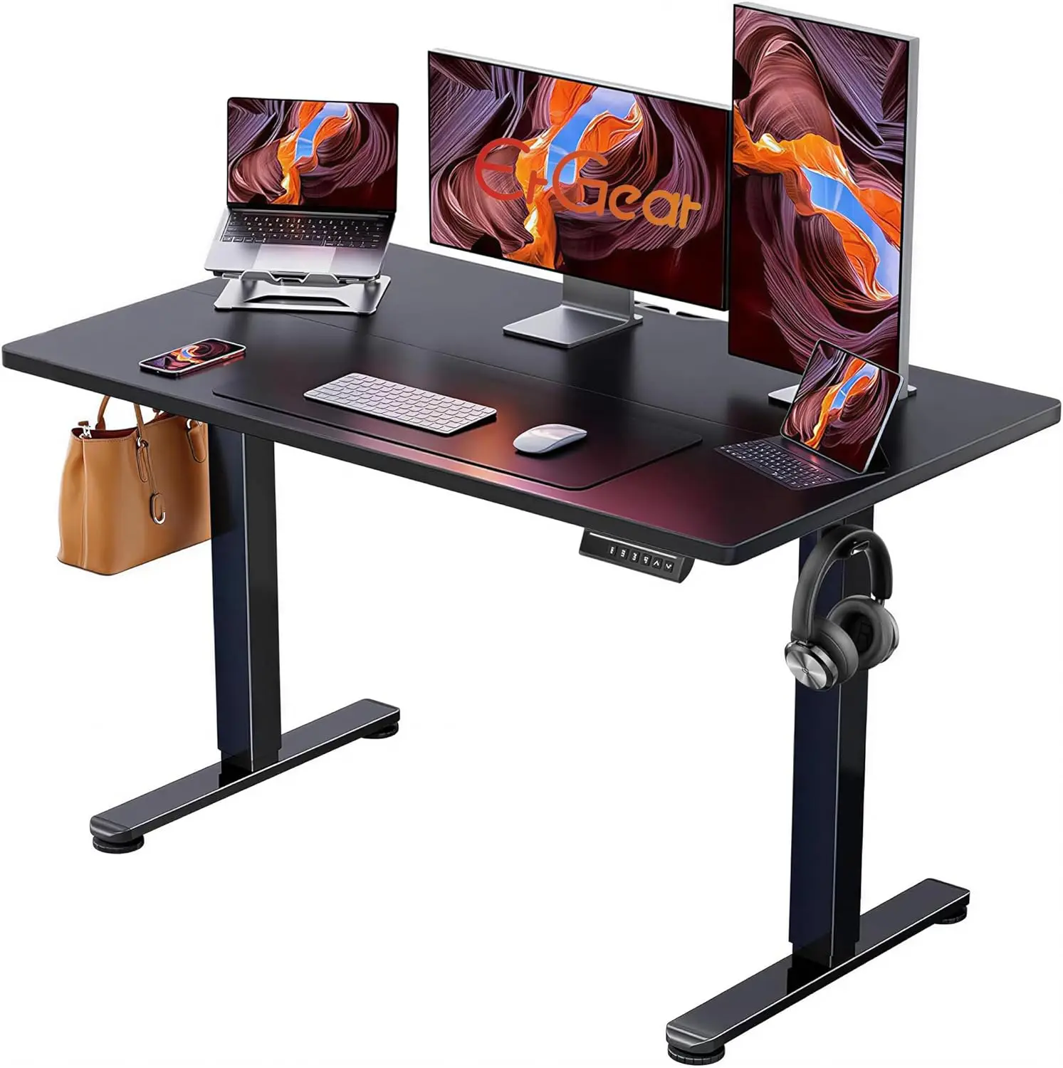 

Electric Standing Desk 48x24 Inches, Height Adjustable Sit Stand Desk with Memory, Home Office Black