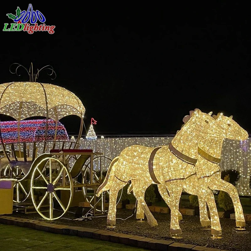 Custom.3D Motif Light Horse Carriage with Led Lights