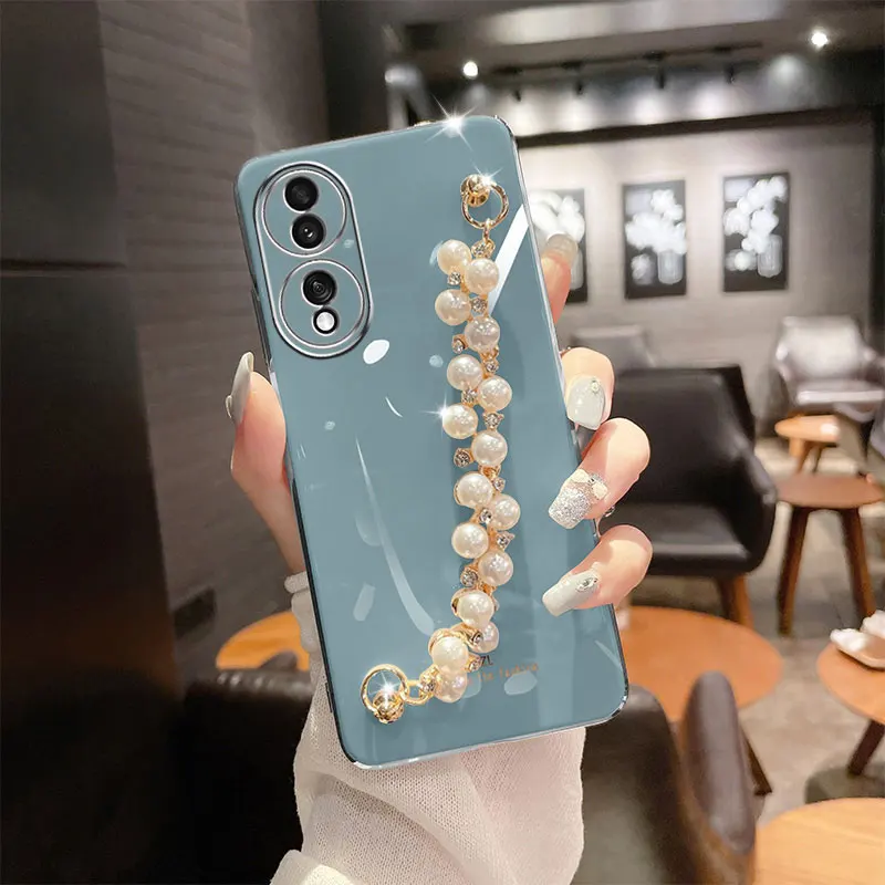 Luxury Plating Pearl bracelet Anti-fall Case for Honor 70 Phone case For Honor 70 X8 X9 X6 X7 50 Lite 80 SE PRO Sexy Soft Cover