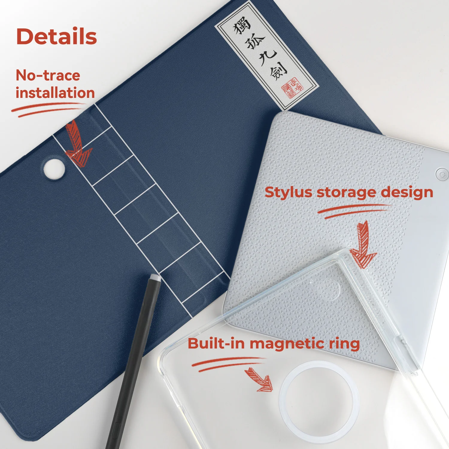 Twosheep suit for Kobo Libra Colour Kobo Libra2 Magnetic Detachable Case Cover with Stylus Slot Clear Back Auto Wake Cute Style
