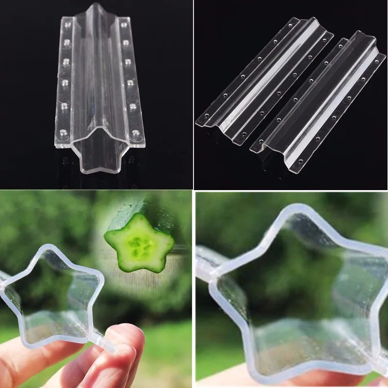 4 Types Fruit Vegetable Mold Stereotype Pentagram Heart Shaped Garden Cucumber Growth Forming Transparent Mould Plastic Tools