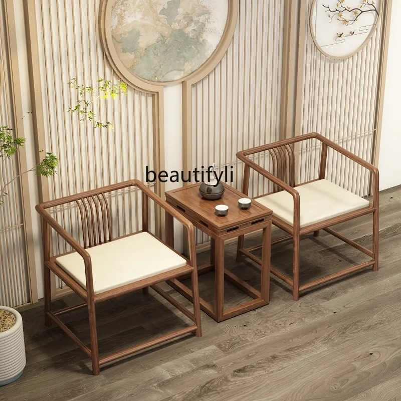 Chinese black walnut solid wood official hat Taishi armchair furniture Chinese master chair three-piece set