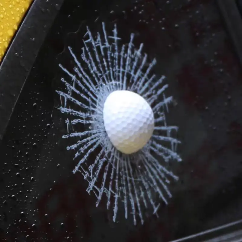 Autoaufkleber, kreativer Aufkleber mit gefälschtem Glasbruch-Golfballmuster, Scherz-Dekor, Kratzschutz für die Heckscheibe, Auto-Innen- und Außendekoration