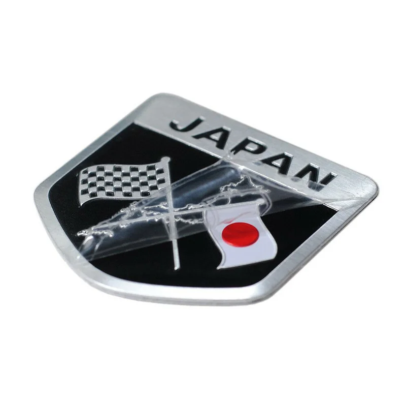 Japan Japanese Flag Shield Emblem Metal Badge Car Truck Motorcycle Body Bumper Garnish Styling Sticker Universal Exterior Parts