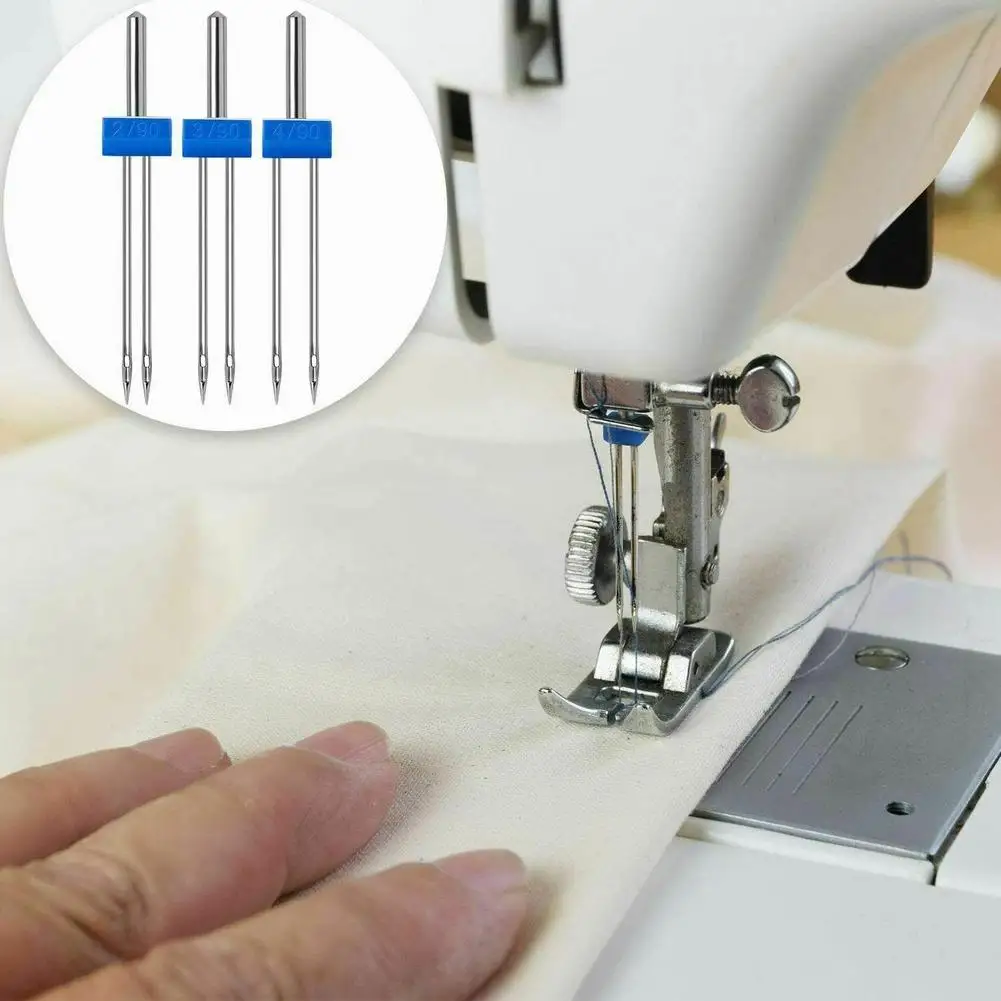 Professional Grade Double Needle Pins for Sewing Machine Set of 3pcs Stretch Twin Needles for Professional Finishes