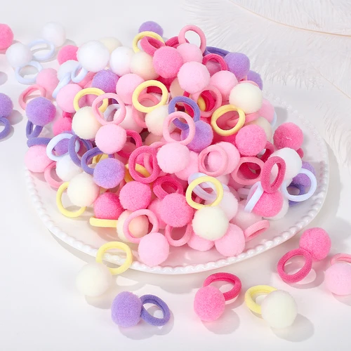20 piezas nuevas bandas elásticas para el cabello para niños, banda de goma con bola de felpa para niñas, dulces para niños, lazos para el cabello, Clip, accesorios para el cabello para bebés