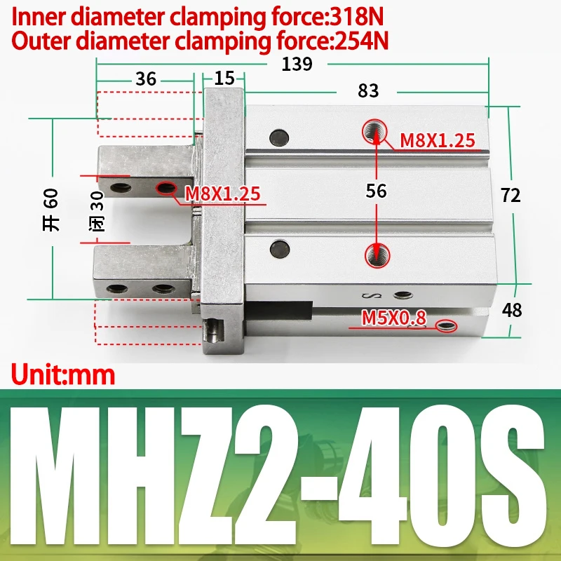 AIRSLG MHZ2 10D 16D 20D 25D 32D 40D MHZ2 10S MHZ2 10C Paralleler Luftgreifer AFR Marke Pneumatikzylinder Doppel- oder einfachwirkender Greifer 7