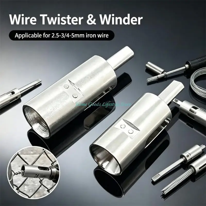E74E Steel Wire Twisting Tool 9 Gauge & 11 Gauge Drill Chucks Chain Link Fence Twisters Tool Suitable for 3/8”Power Drill