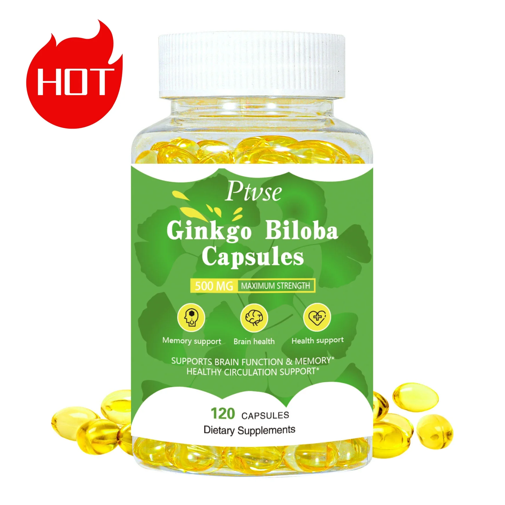 

Organic Ginkgo Biloba Extra Capsules, Non-GMO, Gluten Free Dietary Supplemnt 120 Vegetarian Capsules For Men and Women