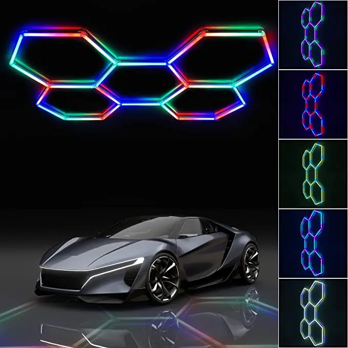 RGB Hexagon Led Atmosphere Car Lights Atmosphere RGB Changing Lamp for Decorative Home Disco Mini Club Stage Segmented Control