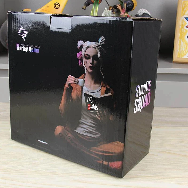 DC Suicide Squad Harley Quinn Sitting Pose Prison Uniform Action Figure Desktop Model Decor For Comic Fans Home Office Display view 5