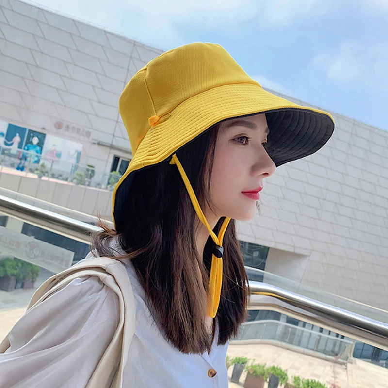 Folding Double Sided Sun Hat Bucket Hat Summer Sun Hat Ladies UV Protection