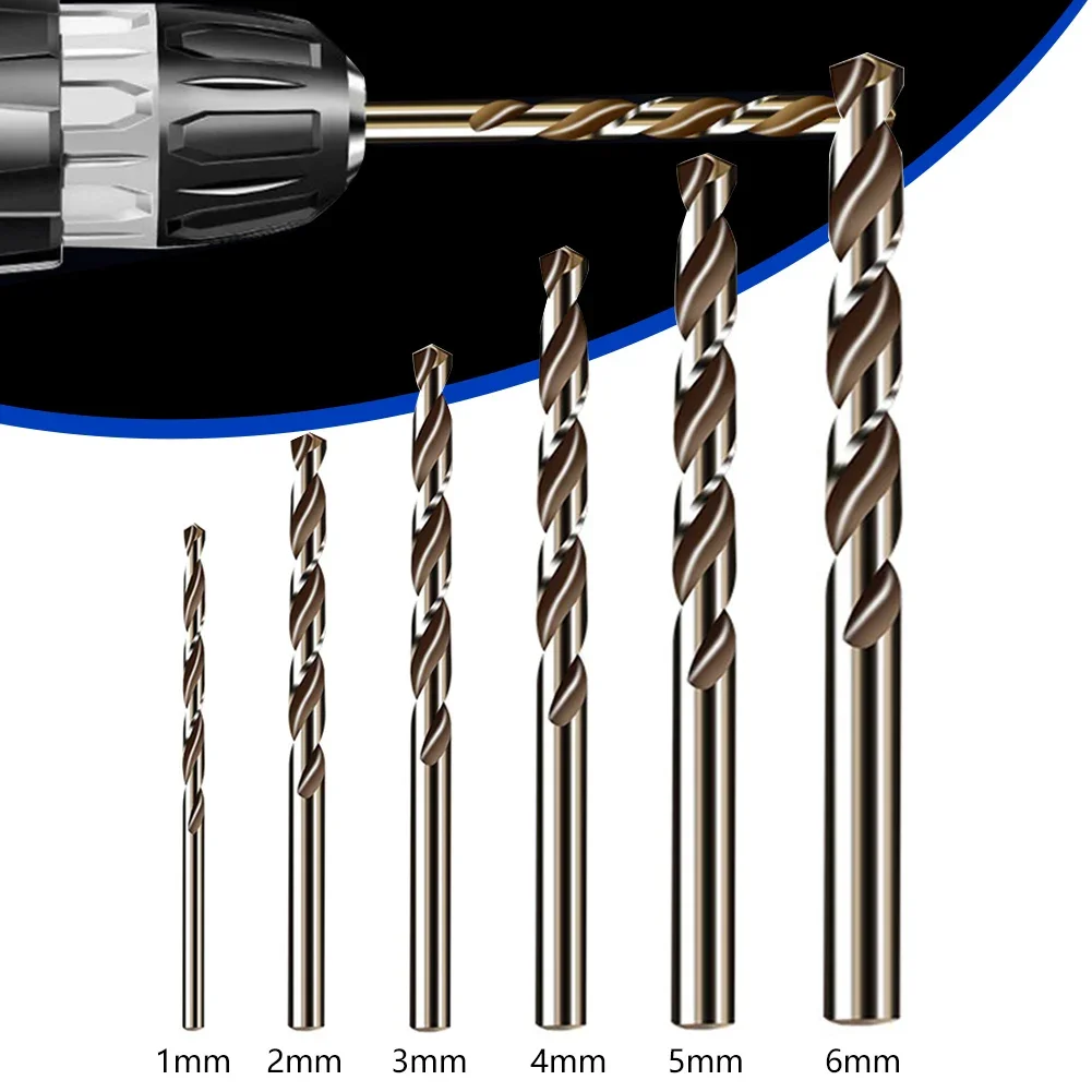 6pcs HSS M35 Cobalt Drill Bit 1/2/3/4/5/6mm Hole Drill For Metal Stainless Steel Wood Metal Drilling Cutter Drilling Hardware