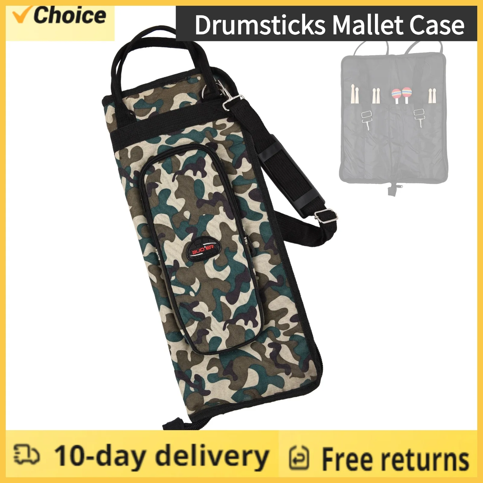 Drum Stick Bag Drumsticks Mallet Case Oxford Fabric with Crossbody Shoulder Strap Wear-resistant Portable Drum Stick Holder