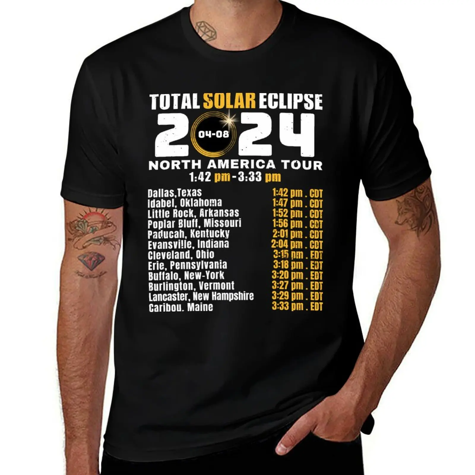 

2024 Total Solar Eclipse North America Tour April 8Th Path Of The Eclipse T-Shirt cheap stuff sweat graphic shirts men tshirt