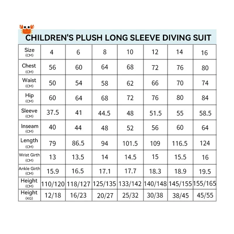 Children\'s One-piece Diving Suit Girl\'s 3mm Neoprene Plush Warm Long Sleeve Swimsuit Boy\'s Front Zipper Swimming Surfing Wetsuit