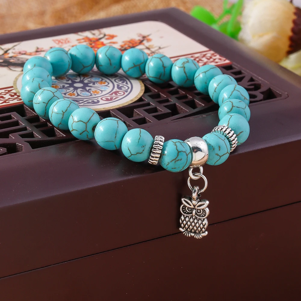 Aihua neue türkis farbene Stein perlen Armbänder für Frauen Männer Naturstein Charm Armband Armreifen Armband Modeschmuck Großhandel – Detail 10
