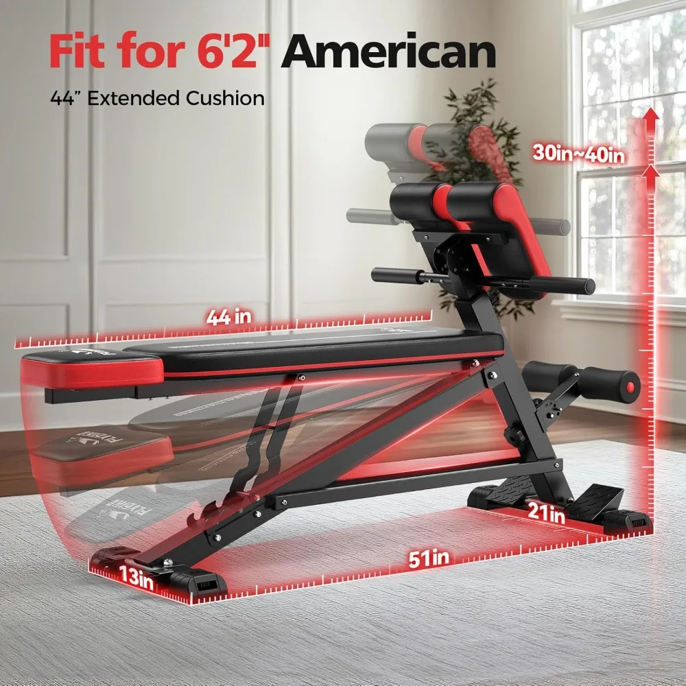 

4 in 1 Workout Bench, Roman Chair, Weight Bench and Sit Up Bench for Hyper Back Extension and Full Body Workout with Handle,