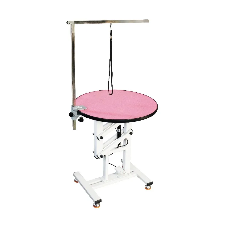 Pneumatic Adjustable Height Dog Grooming Table Stainless Steel Arm Non‑slip Dome