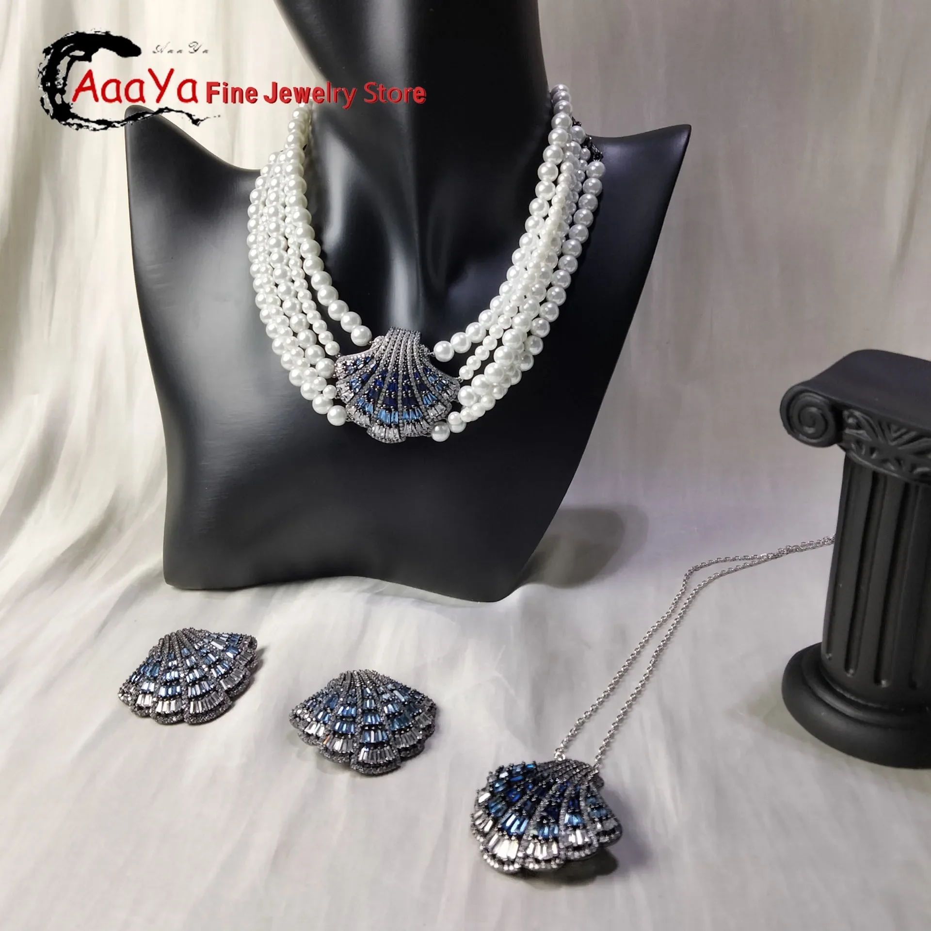 

Idyllia Necklace 2024 Charms Fine Jewelry Set for Women Luxury Shell Necklace Pearl Earrings Romantic Party Accessories
