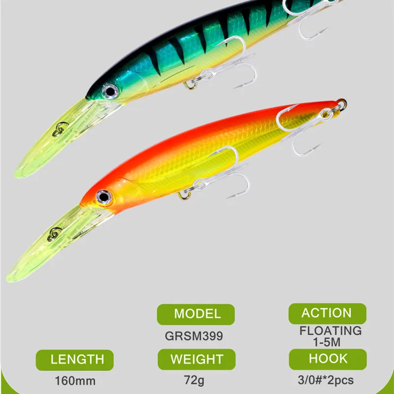 GRS 16cm 72g  Floating Bait Equipment Wobbler Minnow Leurre Fishing Lures Accessories De Pesca Carp Mandarin Isca Artificial