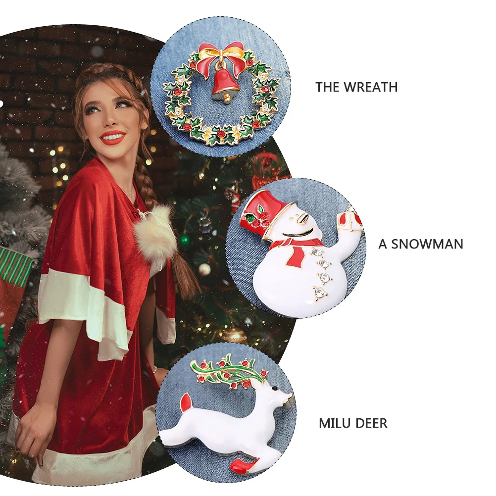 

6Pcs Xmas Brooch Christmas Festival Clothes Corsage Decorative Pin Creative Alloy Breast Pin for Holiday Celebrations