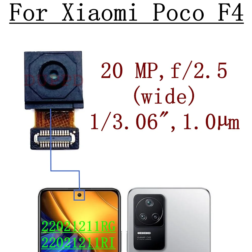 Front Camera For Xiaomi Poco F2 Pro F3 GT F4 GT F5 Pro Small Frontal Selfie Facing Cameras Module Flex Cable Parts