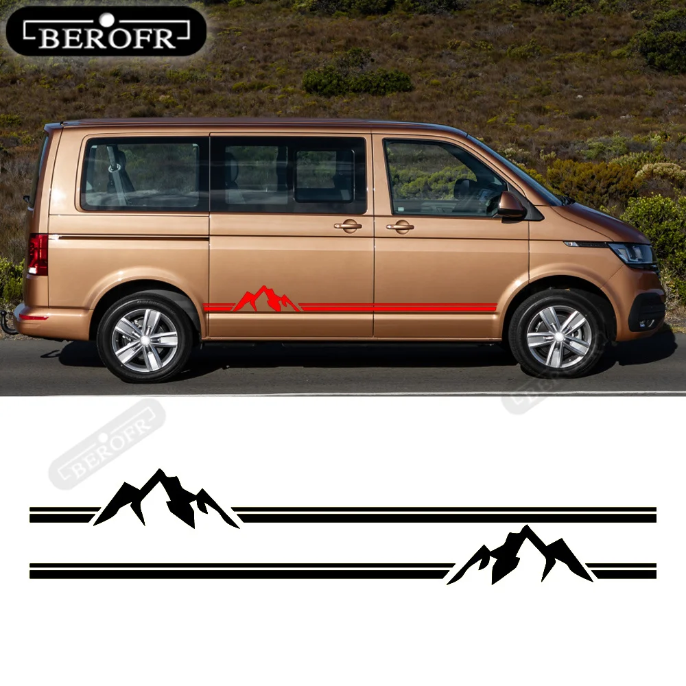 

For VOLKSWAGEN VW TRANSPORTER T4 T5 T6 zq005 CAMPER VAN MOUNTAIN Car Stripe Side Stickers Vinyl GRAPHICS Auto DIY Decals 2pcs