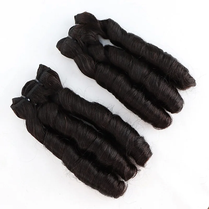 Fasci di capelli vergini a onda sciolta Fumi doppio disegnato Colore naturale Estensioni dei capelli umani brasiliani al 100% per la tessitura della parrucca dei capelli