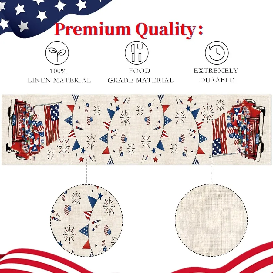 من يوليو الجدول عداء tions 13x48 Ihes أمريكا الوطنية يوم الذكرى تشغيل أمريكا العلم يوم الاستقلال داخلي في الهواء الطلق طقم المنزل #3