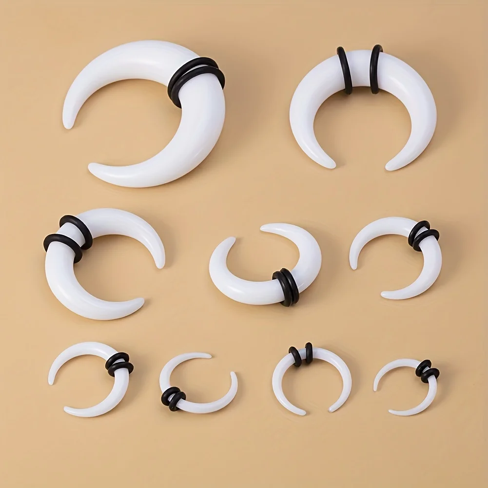 2Pcs 14G-00G Big Size Buffalo Horn Septum Ring Piercing Acrylic Ear Gauges Plugs Taper Stretcher Expander Punk Body Jewelry