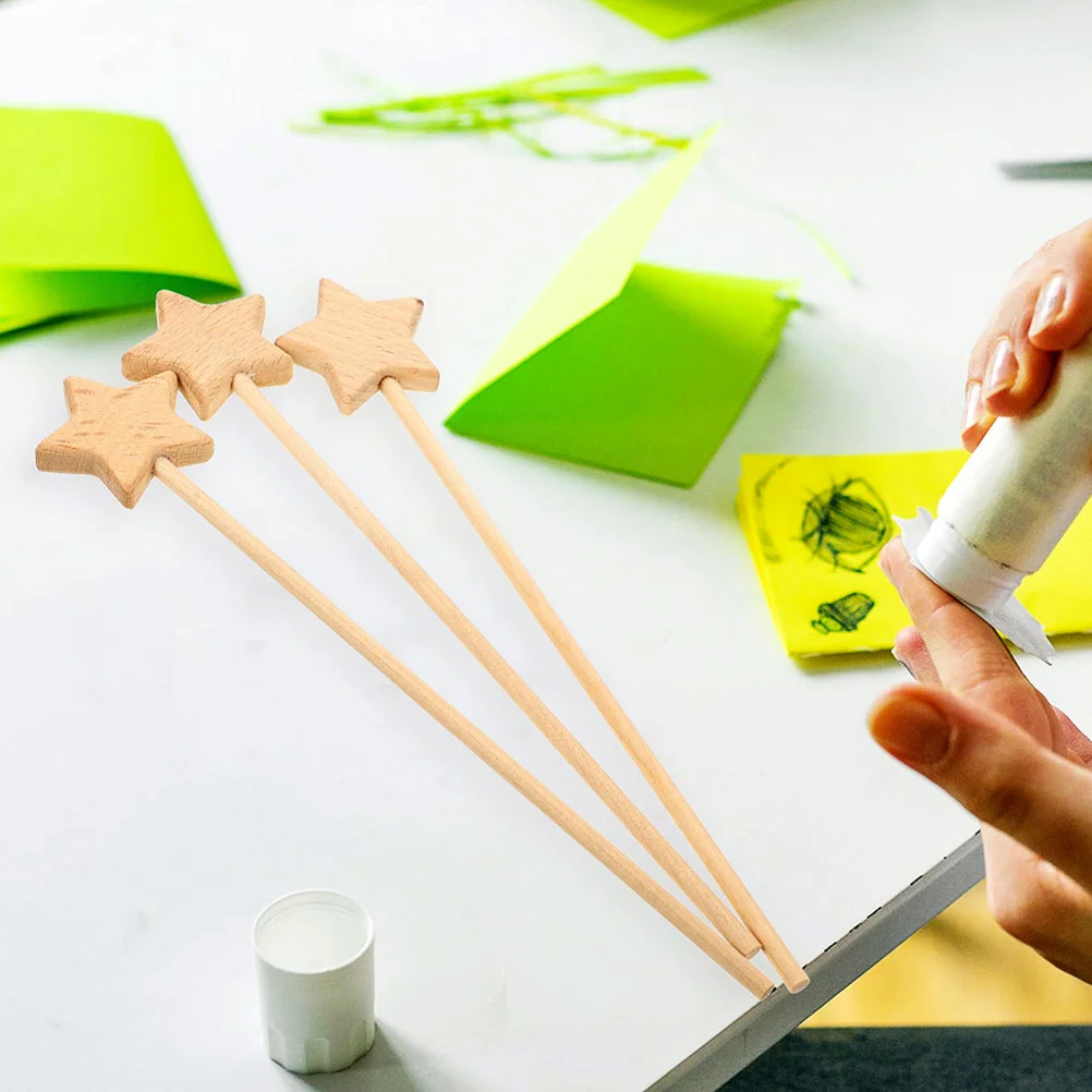 12pcs Unpainted Fairy Sticks DIY Graffiti Fairy Sticks Wooden Star Fairy Sticks Unpainted Fairy Stick