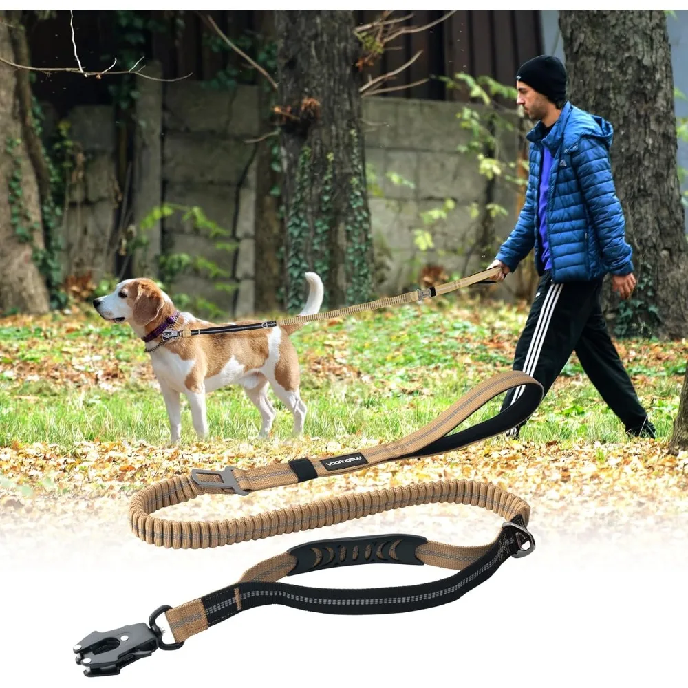

Reflective Shock Absorbing Pet Leashes with Car Seatbelt for Strong Dogs Heavy Duty Tactical Bungee Dog Leash No Pull Dogs Leash