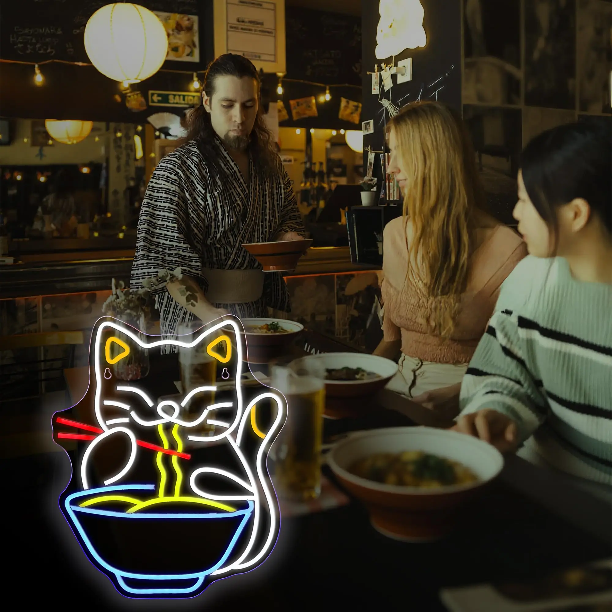 رامين النيون تسجيل المعكرونة ضوء غرفة ديكور عكس الضوء علامات Led لمطعم ديكور المطبخ قاعة الطعام نادي هدايا الحفلات #2