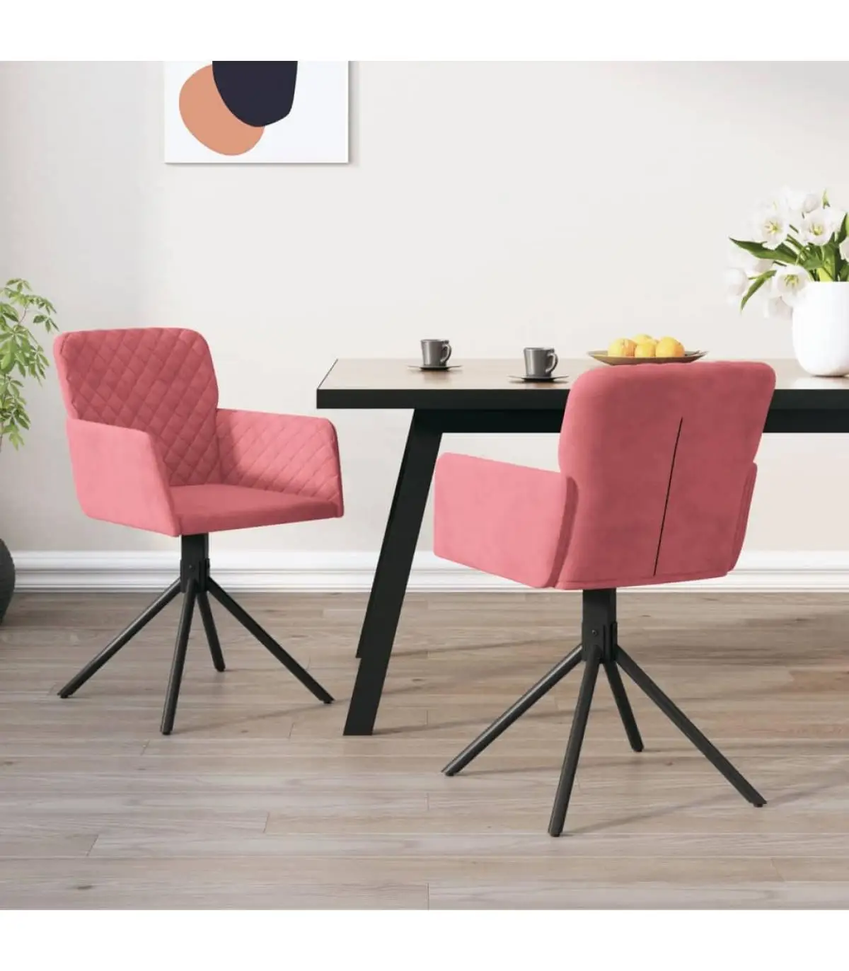 Dining chairs rotating dining chairs 2 units pink velvet