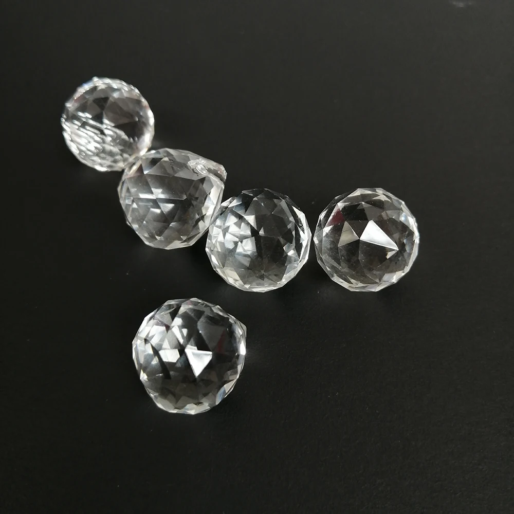5Pcs 15mm K9 Crystal Faceted Ball Pendant Chandelier Lamp Prism Suncatcher Wedding Party DIY Hanging Decor